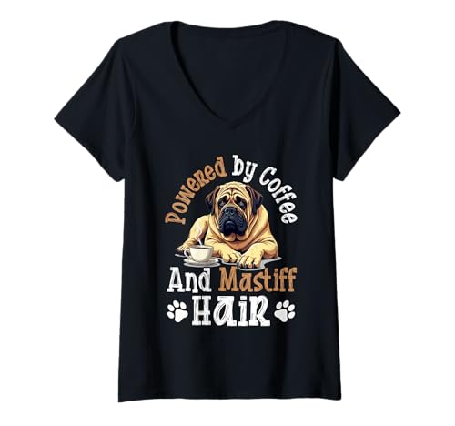 Damen Mastiff Hund T-Shirt mit V-Ausschnitt Damen Mastiff Hund T-Shirt mit V-Ausschnitt von Mastiff Gifts for Men and Women