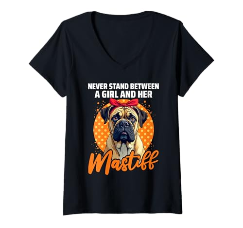 Damen Mastiff Hund T-Shirt mit V-Ausschnitt Damen Mastiff Hund T-Shirt mit V-Ausschnitt von Mastiff Gifts for Men and Women