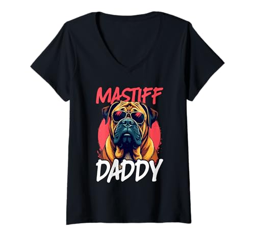 Damen Mastiff Hund T-Shirt mit V-Ausschnitt Damen Mastiff Hund T-Shirt mit V-Ausschnitt von Mastiff Gifts for Men and Women