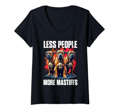 Damen Mastiff Hund T-Shirt mit V-Ausschnitt Damen Mastiff Hund T-Shirt mit V-Ausschnitt von Mastiff Gifts for Men and Women