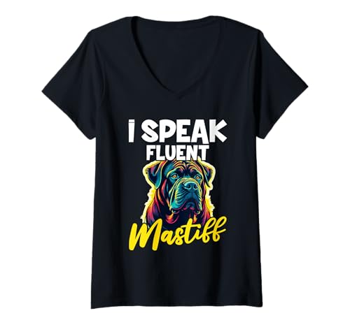 Damen Mastiff Hund T-Shirt mit V-Ausschnitt Damen Mastiff Hund T-Shirt mit V-Ausschnitt von Mastiff Gifts for Men and Women