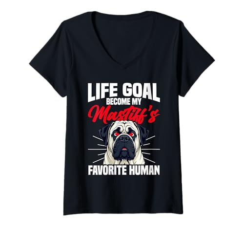 Damen Mastiff Hund T-Shirt mit V-Ausschnitt Damen Mastiff Hund T-Shirt mit V-Ausschnitt von Mastiff Gifts for Men and Women