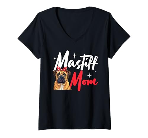 Damen Mastiff Hund T-Shirt mit V-Ausschnitt Damen Mastiff Hund T-Shirt mit V-Ausschnitt von Mastiff Gifts for Men and Women
