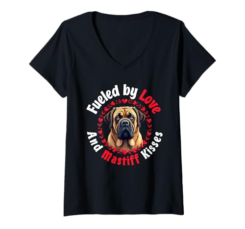 Damen Mastiff Hund T-Shirt mit V-Ausschnitt Damen Mastiff Hund T-Shirt mit V-Ausschnitt von Mastiff Gifts for Men and Women