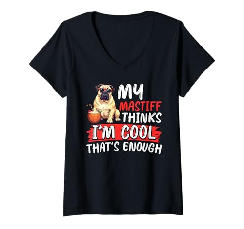 Damen Mastiff Hund T-Shirt mit V-Ausschnitt Damen Mastiff Hund T-Shirt mit V-Ausschnitt von Mastiff Gifts for Men and Women
