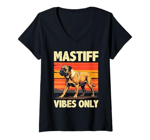 Damen Mastiff Hund T-Shirt mit V-Ausschnitt Damen Mastiff Hund T-Shirt mit V-Ausschnitt von Mastiff Gifts for Men and Women
