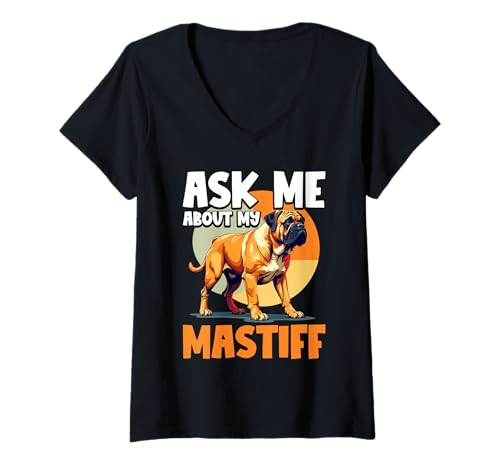 Damen Mastiff Hund T-Shirt mit V-Ausschnitt Damen Mastiff Hund T-Shirt mit V-Ausschnitt von Mastiff Gifts for Men and Women