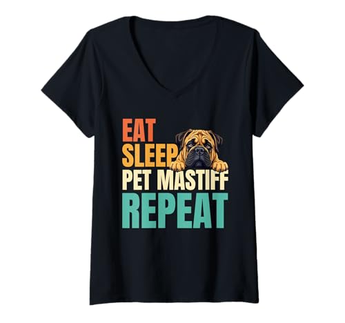 Damen Mastiff Hund T-Shirt mit V-Ausschnitt Damen Mastiff Hund T-Shirt mit V-Ausschnitt von Mastiff Gifts for Men and Women