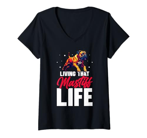 Damen Mastiff Hund T-Shirt mit V-Ausschnitt Damen Mastiff Hund T-Shirt mit V-Ausschnitt von Mastiff Gifts for Men and Women