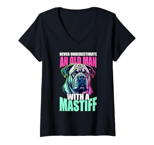 Damen Mastiff Hund T-Shirt mit V-Ausschnitt Damen Mastiff Hund T-Shirt mit V-Ausschnitt von Mastiff Gifts for Men and Women