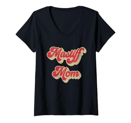 Damen Lustiges Geschenk für Hundeliebhaber, Mastiff-Mama T-Shirt mit V-Ausschnitt Damen Lustiges Geschenk für Hundeliebhaber, Mastiff-Mama T-Shirt mit V-Ausschnitt von Mastiff Mom Funny Women Dog Lover Gift