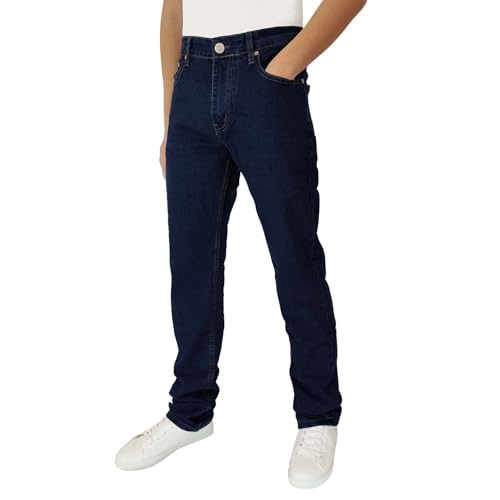 Herren Jeans 5 Taschen Denim Regular Fit Gerades Bein Elastisch Hohe Taille, dunkel, 50 von Mastino