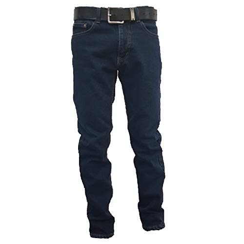 Jeans Herren 5 Taschen Winter gefüttert Fleece warm gefüttert Elastisch 46-60 Dunkel Taille Alta Denim 44 von Mastino