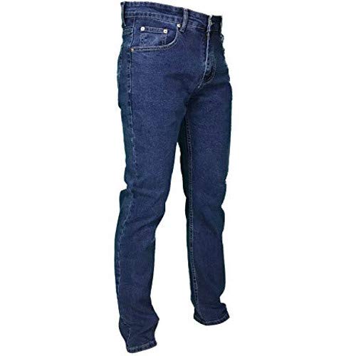 Jeans für Herren, 5 Taschen, Winter, gefüttert, Fleece, warm, gefüttert, elastisch, 46-60 cm, dunkel 44 von Mastino