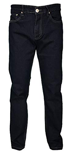 Herren-Jeans mit 5 Taschen, Denim Regular Fit, gerader Bein, elastischer Bund, hoher Bund, dunkel, 48 von Mastino