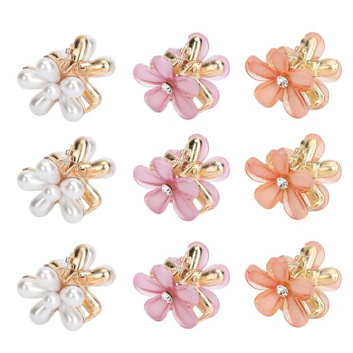 18 Stück Mini Haarspangen für Haarkrallen kleine Blumen Haarspangen Blume alle passende Haarspangen Süße Mädchen Frauen Perle Haarnadel von Masyrt