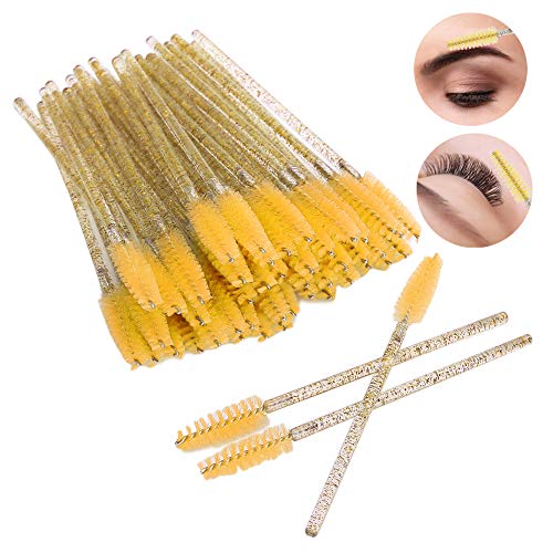 Einweg -Wimpernpinsel, 50 PCs Nylon -up Pinsel Pinsel Wimperntusche Wimpern Augenbrauen Einweg Tragbare Bürste (Gelb) von Masyrt