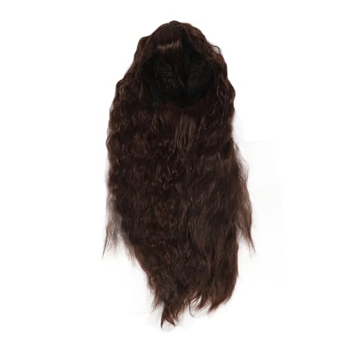 Lange, gewellte braune Perücke für Damen Braun Weich Hitzebeständig Synthetische Wellige Perücke Für Tägliche Cosplay von Masyrt