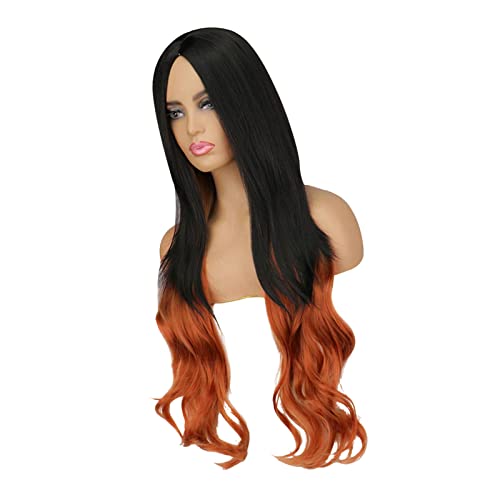 Langes, Welliges Cosplay Full Hair Perücken, Modische Doppelte Farbe Lange Lockige Perücke Weiche Frauen Lockige Perücke für Cosplay -Kostüm -Partykleid (#1) von Masyrt