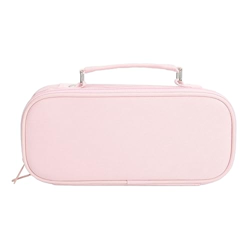 Masyrt Großer Bleistiftkoffer,Handheld Großer Kapazität Doppelstufe Langlebige Leinwand Bleistiftbeutel,Tragbare Stifte Beutel für Kinder, Tragbare Büro Schreibwaren Make up Tasche für (Rosa) von Masyrt