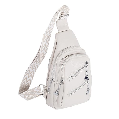 Masyrt Sling -Tasche für Frauen PU Leder Schlinge Sling Mehrzweck -Chest Tasche für Frauen Radfahren Cremig weiß von Masyrt