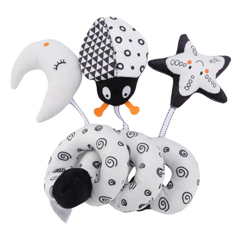 Spiralspielzeug für Pram Baby Crib Black White Hängende Rasseln mit Einem Eingebauten Rasseln Fördert die Auditive Entwicklung, um Baby zu Erforschen und auf Verschiedene von Masyrt