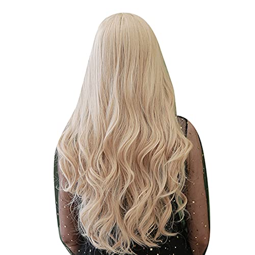 Wig BLMQF270-1 Frauen Gold Langer Locke Blonde Blondiere für Weiße Frauen mit 30 × 20 × 6 MQF270-1 Frauen Gold Curly Perse Highstemperaturfaser Cosplay Party Stilvoll von Masyrt