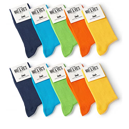 10 Paar Socken von Mat & Vic's für Sie und Ihn - Cotton classic bequem ohne drückende Naht - angenehmer Komfort-Bund - OEKO-TEX Standard 100 (35-38, Trend Colors) 35-38 von Mat and Vic's