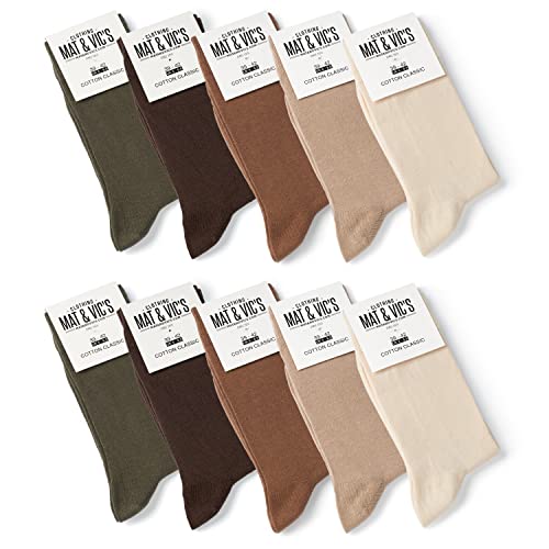 10 Paar Socken von Mat & Vic's für Sie und Ihn - Cotton classic bequem ohne drückende Naht - angenehmer Komfort-Bund - OEKO-TEX Standard 100 (43-46, Earth Colors) 43-46 von Mat and Vic's