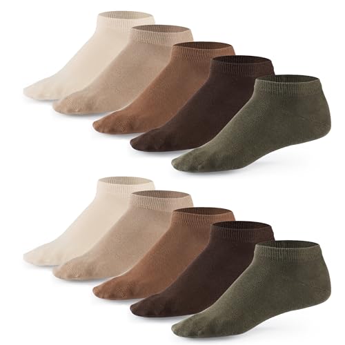 Mat and Vic's Sneaker Socken Herren Damen OEKO-TEX Baumwolle 5 10 Paar Sneakersocken Kurze Socken Sportsocken Halbsocken Socks Unisex Schwarz Weiß Grau Bunt, 39-42, Earth Colors von Mat and Vic's