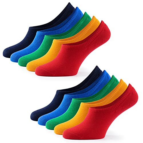 Mat & Vic's Unsichtbare Sneaker Socken Herren & Damen 10 Paar Großes Premium Silikonpad gegen Verrutschen (Fun Colors, 35-38) von Mat and Vic's