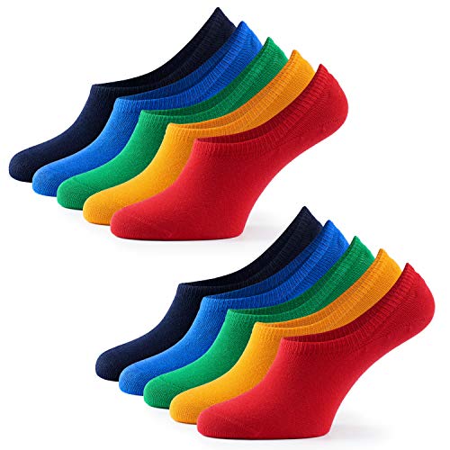 Mat & Vic's Füßlinge Damen Baumwolle Ballerina Socks - unsichtbare Sneaker Socken Füsslinge Herren 10 Paar, mit großem Silikonpad gegen Verrutschen (Fun Colors, 47-50) von Mat and Vic's