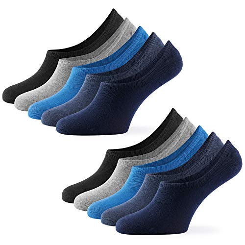 Mat & Vic's Füßlinge Damen Baumwolle Ballerina Socks - unsichtbare Sneaker Socken Füsslinge Herren 10 Paar, mit großem Silikonpad gegen Verrutschen (Jeans Colors, 39-42) von Mat and Vic's