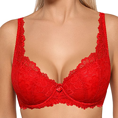 Mat 053/22 Carmela Bügel-BH Damen Elegant Märchenhaft Regulierbare Träger, Rot,65I von Mat