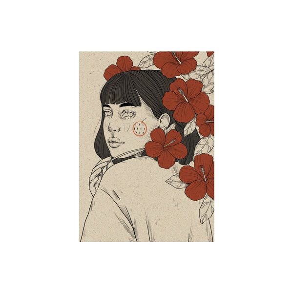 matabooks® Kunstvolle A6 Postkarte mit Blumenmotiv aus nachhaltigem Graspapier – Embrace von matabooks®