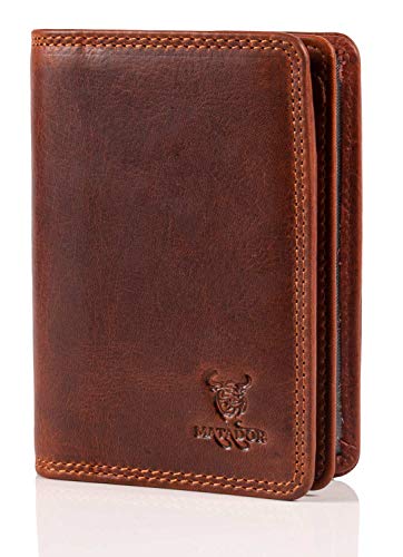 MATADOR Hülle KFZ Schein Leder #Porto mit edler Geschenk Box, Elegante Kartenhülle mit RFID Blocker, Luxus Hülle Fahrzeugschein Viele Kartenfächer in Braun Vintage von MATADOR