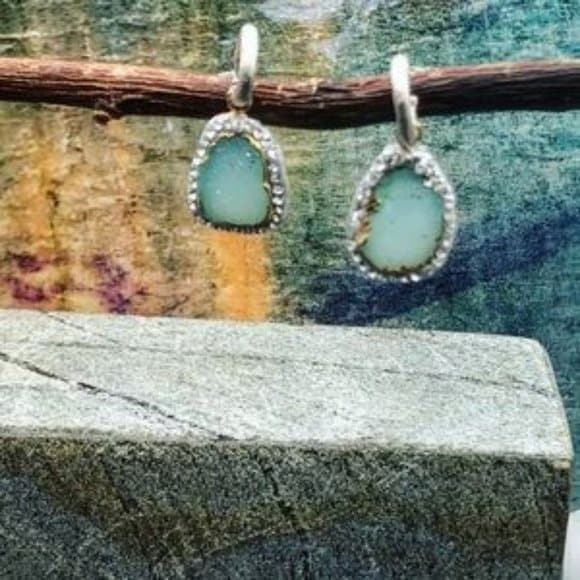 Pflastern Druzy Ohrringe - Baumeln Zarte Brautjungfer Geschenk Aus Fimo Brautschmuck Etwas Blau von MatanaJewelry