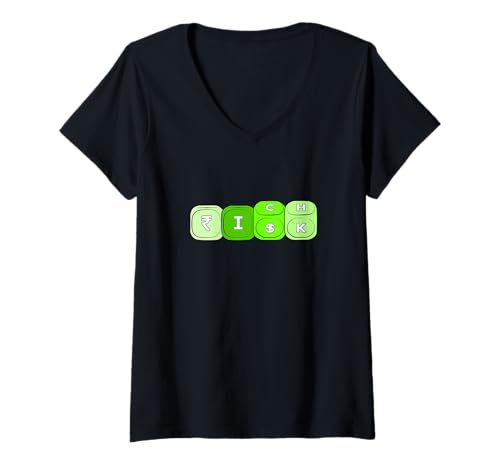 Damen Grün Risk It For The Riches Grüne Grafik T-Shirt mit V-Ausschnitt Damen Grün Risk It For The Riches Grüne Grafik T-Shirt mit V-Ausschnitt von Match Green Color Graphic Tee