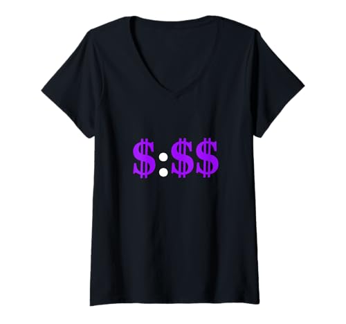 Damen Violette Grafik "You Know What Time I'm On" T-Shirt mit V-Ausschnitt Damen Violette Grafik "You Know What Time I'm On" T-Shirt mit V-Ausschnitt von Match Purple Color Graphic Tee