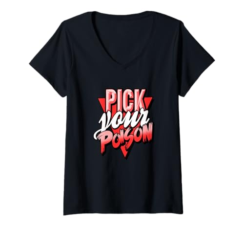 Damen Red Choices Choices Red Graphic T-Shirt mit V-Ausschnitt von Match Red Color Graphic Tee