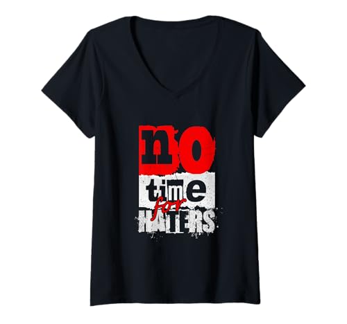 Damen Red No Time For That Red Grafik T-Shirt mit V-Ausschnitt von Match Red Color Graphic Tee