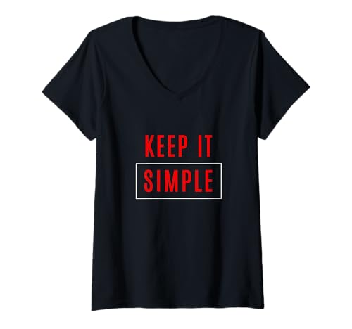 Damen Rot so einfach wie es nur geht Rote Grafik T-Shirt mit V-Ausschnitt von Match Red Color Graphic Tee