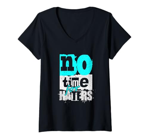 Damen Türkis No Time For That Türkis-Grafik T-Shirt mit V-Ausschnitt von Match Turquoise Color Graphic Tee