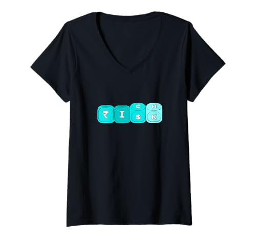 Damen Türkis Risk It For The Riches Türkis-Grafik T-Shirt mit V-Ausschnitt Damen Türkis Risk It For The Riches Türkis-Grafik T-Shirt mit V-Ausschnitt von Match Turquoise Color Graphic Tee