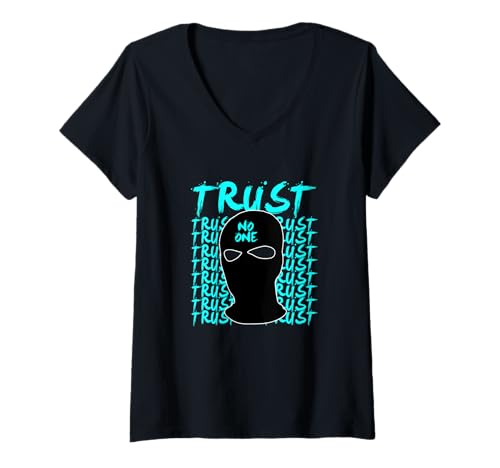 Damen Türkis Trust Issues Türkis-Grafik T-Shirt mit V-Ausschnitt von Match Turquoise Color Graphic Tee
