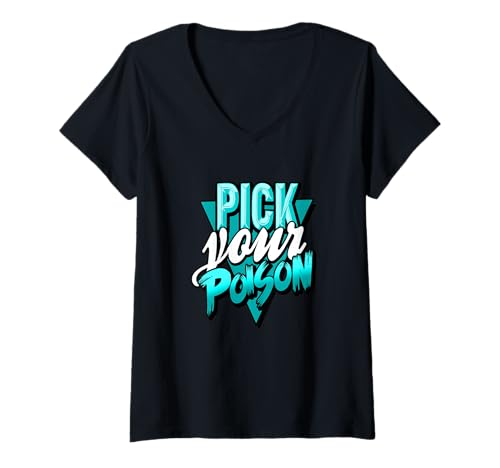 Damen Turquoise Choices Choices Türkis-Grafik T-Shirt mit V-Ausschnitt von Match Turquoise Color Graphic Tee