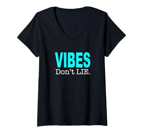 Damen Turquoise Vibes Don't Lie Turquoise Grafik T-Shirt mit V-Ausschnitt Damen Turquoise Vibes Don't Lie Turquoise Grafik T-Shirt mit V-Ausschnitt von Match Turquoise Color Graphic Tee