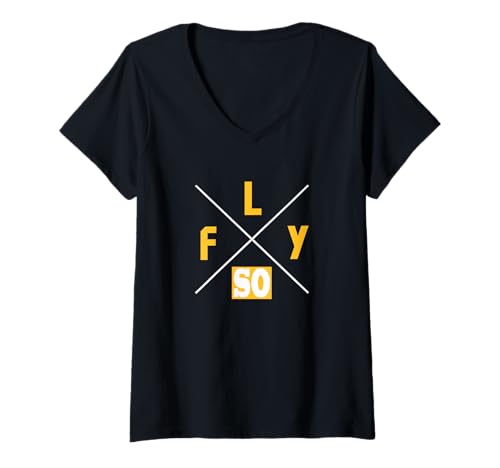 Damen Universität Varsity-Gold So Fly Universität Varsity-Gold T-Shirt mit V-Ausschnitt Damen Universität Varsity-Gold So Fly Universität Varsity-Gold T-Shirt mit V-Ausschnitt von Match University Varsity-Gold Color Graphic Tee