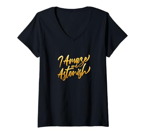 Damen University Varsity-Gold I Amaze & Astonish Varsity-Gelb T-Shirt mit V-Ausschnitt Damen University Varsity-Gold I Amaze & Astonish Varsity-Gelb T-Shirt mit V-Ausschnitt von Match University Varsity-Gold Color Graphic Tee