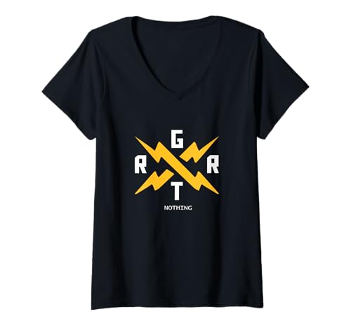 Damen University Varsity-Gold Regret Nothing Yellow T-Shirt mit V-Ausschnitt Damen University Varsity-Gold Regret Nothing Yellow T-Shirt mit V-Ausschnitt von Match University Varsity-Gold Color Graphic Tee